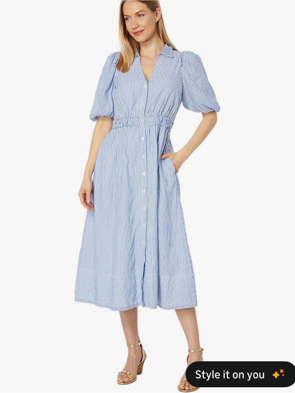 EUC Lilly Pulitzer Tassie midi dress lightweight blue oxford striped 14